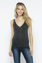 Load image into Gallery viewer, Womens Black Glitter Sleeveless Tank Top
