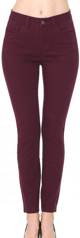Womens Burgundy High-Rise Ankle Pants