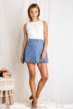 Load image into Gallery viewer, Womens Pleated Mini Denim Skirt

