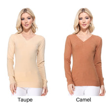 Load image into Gallery viewer, Womens Basic V-Neckline Long Sleeve Knit Top
