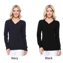 Load image into Gallery viewer, Womens Basic V-Neckline Long Sleeve Knit Top - Lovell Boutique

