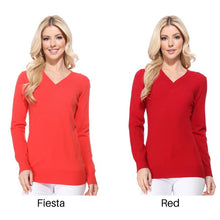 Load image into Gallery viewer, Womens Basic V-Neckline Long Sleeve Knit Top - Lovell Boutique
