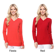 Load image into Gallery viewer, Womens Basic V-Neckline Long Sleeve Knit Top
