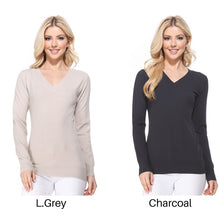Load image into Gallery viewer, Womens Basic V-Neckline Long Sleeve Knit Top - Lovell Boutique
