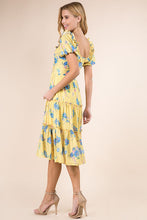 Load image into Gallery viewer, Womens Yellow Ruffled Neckline Midi Dress

