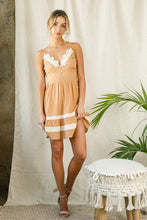 Load image into Gallery viewer, Womens dusty camel fully lined mini dress
