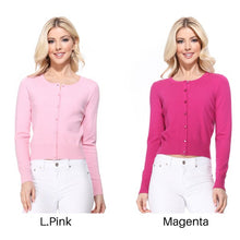 Load image into Gallery viewer, Gem-Button Cropped Cardigan - Lovell Boutique
