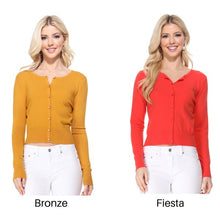 Load image into Gallery viewer, Gem-Button Cropped Cardigan - Lovell Boutique
