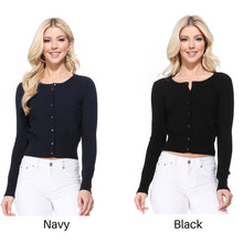 Load image into Gallery viewer, Gem-Button Cropped Cardigan - Lovell Boutique
