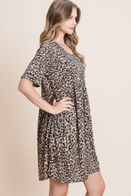 Load image into Gallery viewer, Womens Brown Animal Print Short Sleeve Dress
