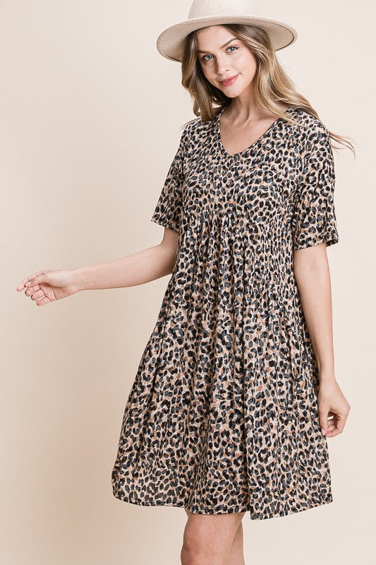Womens Brown Leopard Print Dress