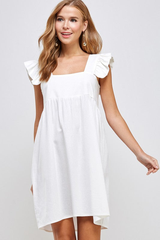 Womens Linen Off-White Dress