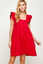 Load image into Gallery viewer, Womens Red Baby Doll Linen Dress
