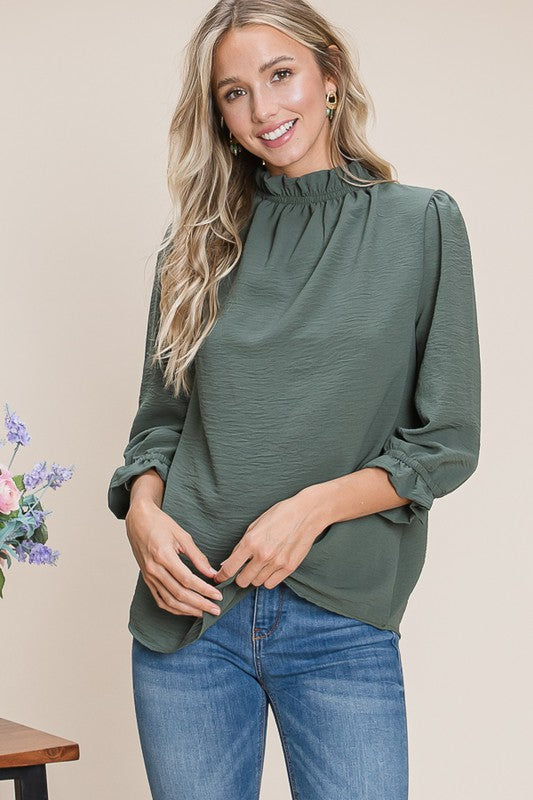 Banded Cuff Long Sleeve Womens Tops