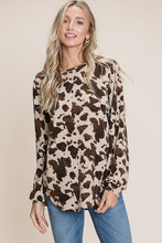 Load image into Gallery viewer, Womens Brown Cow Print Blouse
