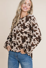 Load image into Gallery viewer, Women Puffy Sleeve Cow Print Top
