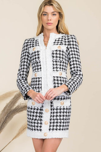 Houndstood print blazer and skirt set