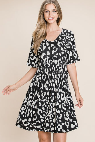 Womens Black Animal Print Dress