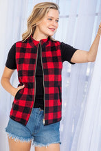 Load image into Gallery viewer, plaid quilted vest with zipper
