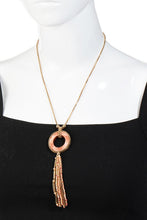 Load image into Gallery viewer, Oval Pendant Beaded Fringe Necklace
