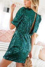 Load image into Gallery viewer, Womens Hunter Green Open Back Sparkle Dress
