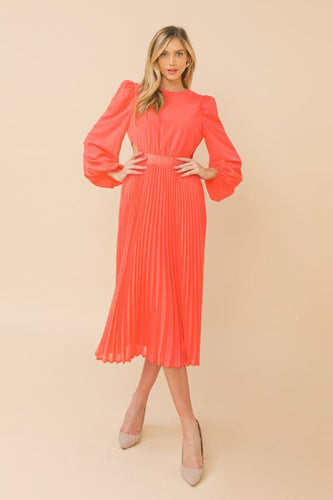 Womens Coral Midi Dress