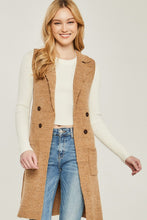 Load image into Gallery viewer, Womens Camel Sleeveless Long Cardigan Vest
