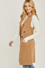 Load image into Gallery viewer, Womens Camel Long Vest with Front Pockets
