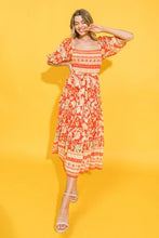 Load image into Gallery viewer, Womens Elbow Puffed Sleeve Midi Woven  Dress
