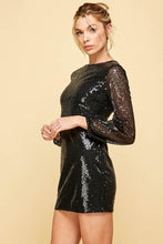 Load image into Gallery viewer, womens black sequin dress
