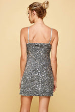 Load image into Gallery viewer, womens sparkle adjustable strap mini dress
