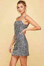 Load image into Gallery viewer, womens grey sparkle mini dress
