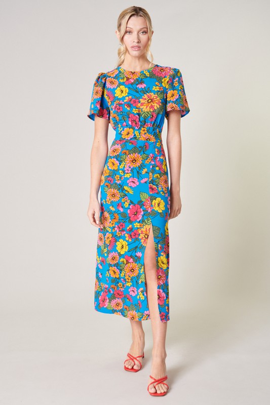 Floral Bloom Slit Midi Dress