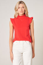 Load image into Gallery viewer, Womens Red Ruffled Mock Neck Top
