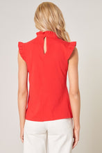 Load image into Gallery viewer, Womens Red Ruffled Keyhole Top
