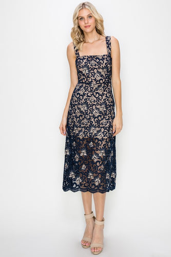 Womens Sophisticated Square Neckline Dress 