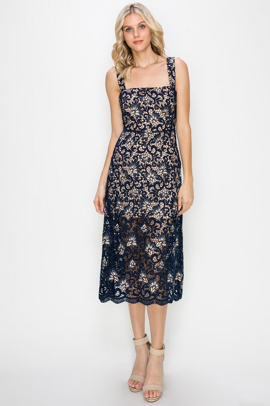 Womens Sophisticated Square Neckline Dress 