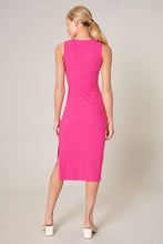 Load image into Gallery viewer, Womens Fuchsia Knit Side Slit Midi Dress
