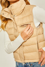 Load image into Gallery viewer, Womens Khaki Solid High Neck Vest with Front Pocket
