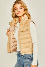 Load image into Gallery viewer, Womens Khaki Solid High Neck Sleeveless Jacket
