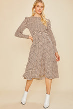Load image into Gallery viewer, Women Latte Leopard Printed Midi Dress
