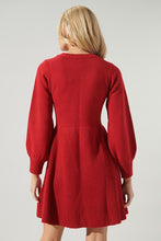 Load image into Gallery viewer, Womens Red Long Sleeve Mini Sweater Dress
