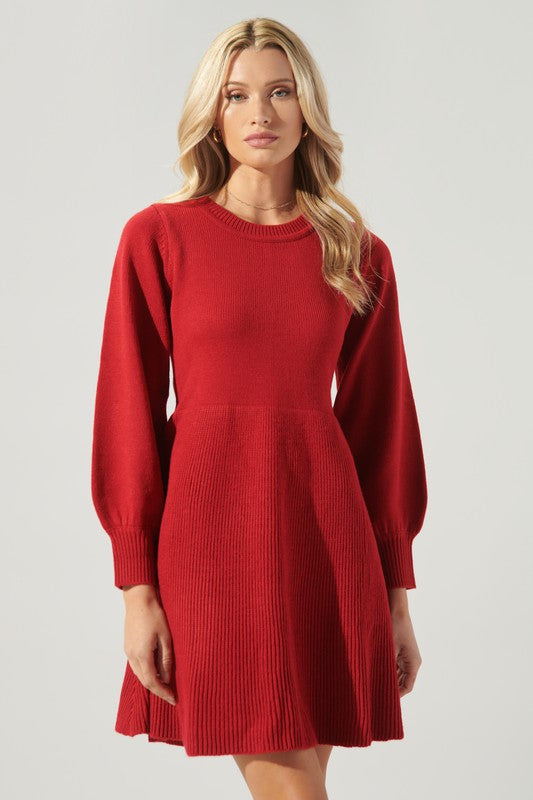 Womens Red Mini Sweater Dress