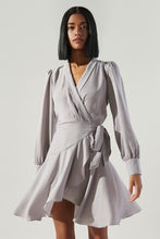 Load image into Gallery viewer, Womens Grey Satin Wrap Dress
