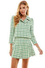 Load image into Gallery viewer, Womens Green Plaid Tweed Skirt Set
