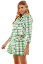 Load image into Gallery viewer, Womens Green Tweed Blazer and Matching Skirt Set
