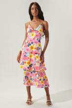 Load image into Gallery viewer, Womens Pink Adjustable Straps Floral Midi Dress
