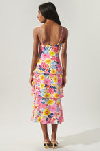 Load image into Gallery viewer, Womens Pink Floral Tiered Midi Dress
