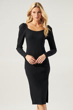 Load image into Gallery viewer, Womens Black Long Sleeve Scoop Neck Knit Midi Dress
