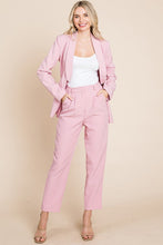 Load image into Gallery viewer, Womens Pink Single Breasted Blazer and High Waisted Pants Set
